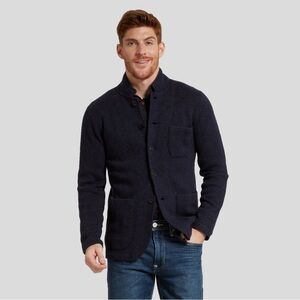 Grayers Nelson Jacquard Swacket - Navy -  Lamb’s Wool - Size Medium